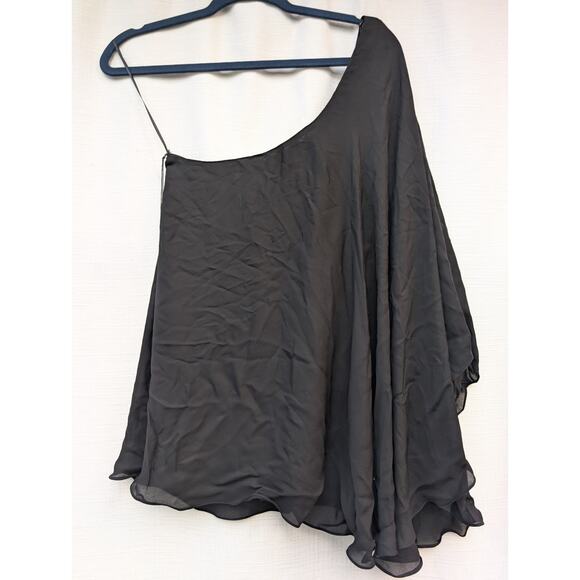 Jay Godfrey Women's One Shoulder Silk Blouse L Flowy Whimsigoth Witchy Festival - Picture 4 of 8